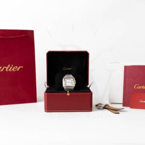 Cartier Santos 40mm Bicolor, Caratula Blanca, Super Clon Automático Suizo