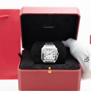 Cartier Santos Suizo Acero Cara Blanca