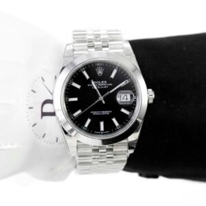 Rolex Suizo Datejust Cara Negra Acero