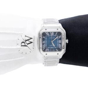 Cartier Santos Acero Caratula Azul con Fechador