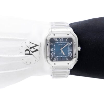 Cartier Santos Acero Caratula Azul con Fechador