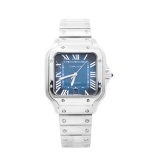 Cartier Santos Acero Caratula Azul con Fechador