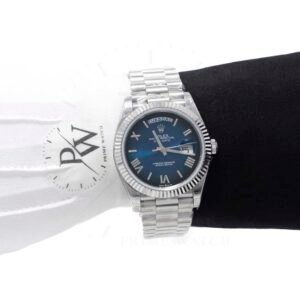 Rolex Day Date Suizo Acero Caratula Azul Maquina Marcada Automático