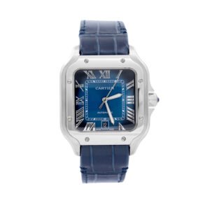 Cartier Santos Cara Azul Correa de Piel Azul