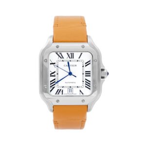 Cartier Santos Cara Blanca Correa de Piel Cafe
