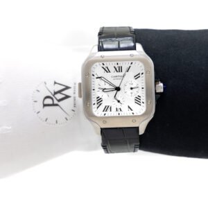 Cartier Santos Chronograph Acero Cara Blanca Correa Negra