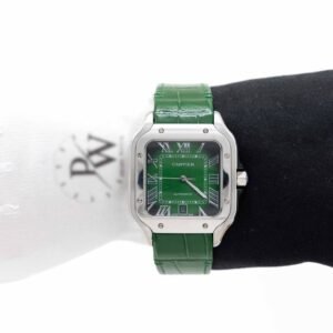 Cartier Santos Cara Verde Correa de Piel Verde