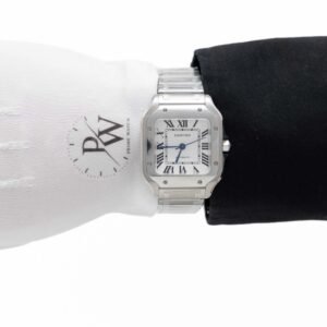 Cartier Santos Suizo Maquina Marcada Acero Cara Blanca