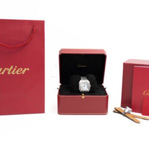 Cartier Santos Suizo Maquina Marcada Acero Cara Blanca