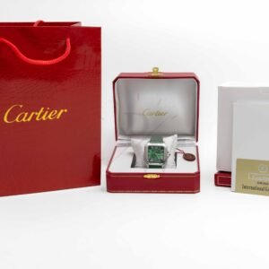 Cartier Santos Cara Verde Correa de Piel Verde