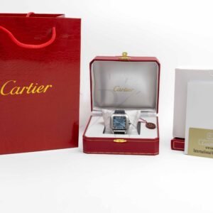 Cartier Santos Cara Azul Correa de Piel Azul