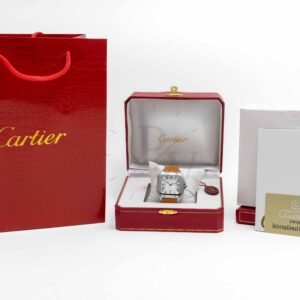 Cartier Santos Cara Blanca Correa de Piel Cafe