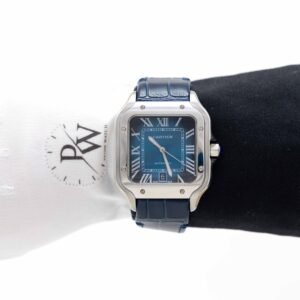Cartier Santos Cara Azul Correa de Piel Azul