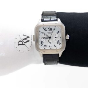 Cartier Santos Chronograph Acero Cara Blanca Correa Negra