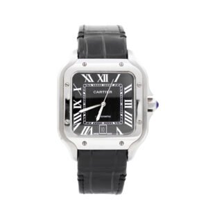 Cartier Santos Cara Negra Correa de Piel Negra
