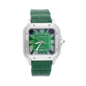 Cartier Santos Cara Verde Correa de Piel Verde