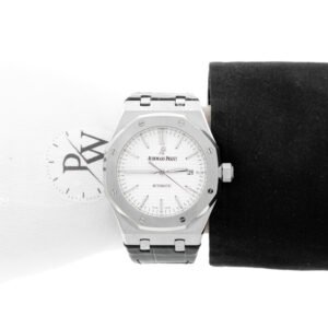 Audemars Piguet Royal Oak Negro Piel Sintetica Blanca