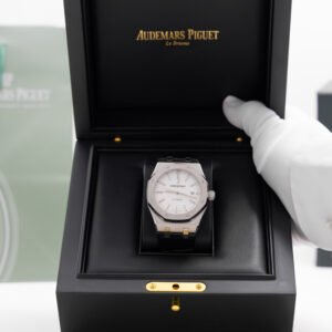 Audemars Piguet Royal Oak Negro Piel Sintetica Blanca